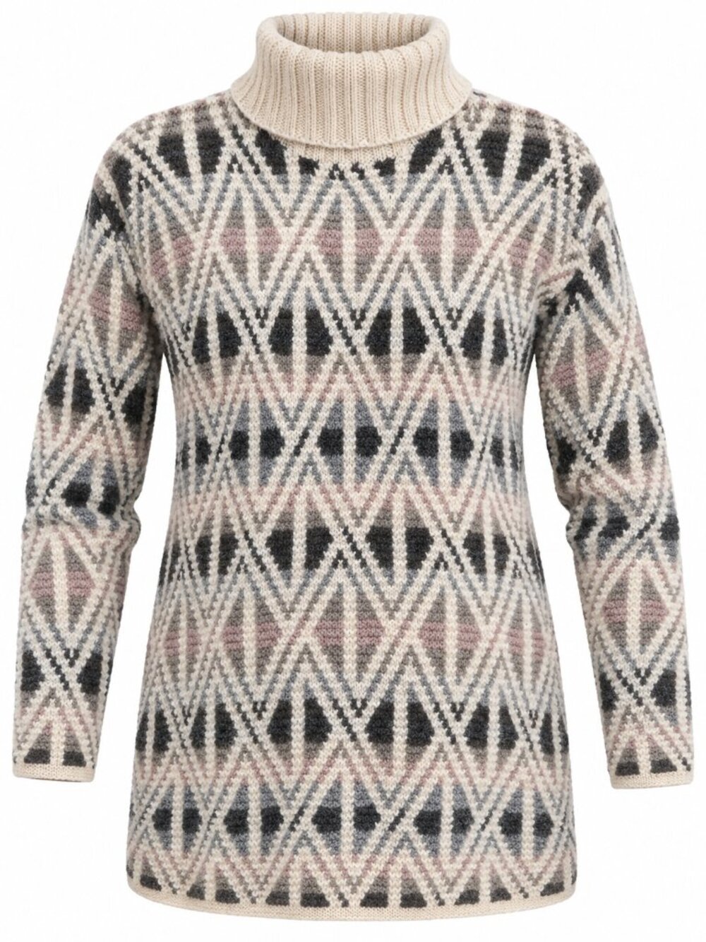 Jones New York Sport 100% Wool Sweater Fair Isle Geometric Turtleneck M